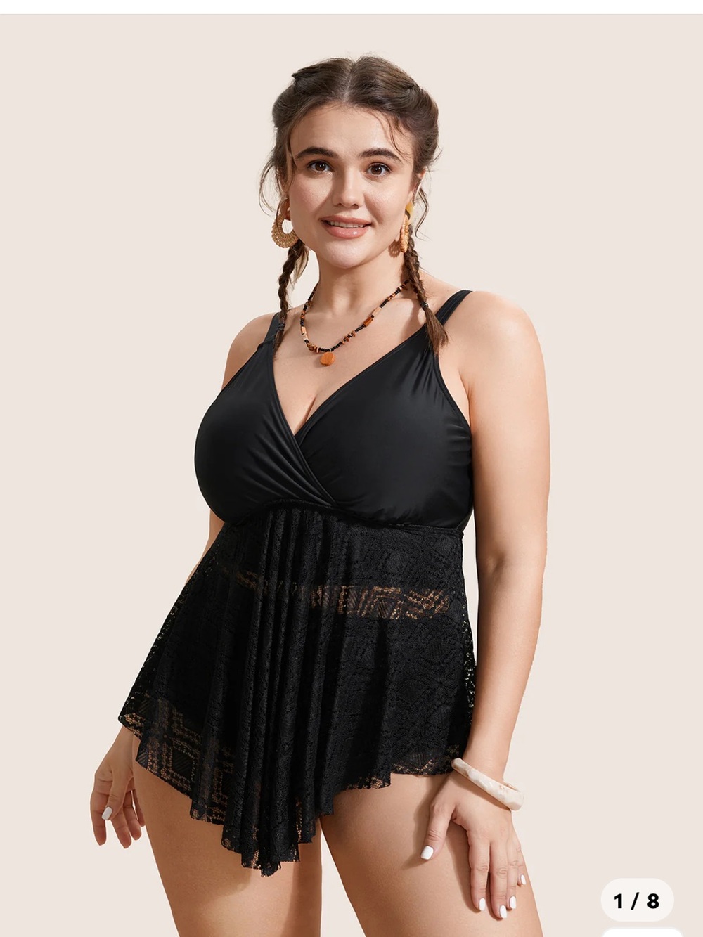 NWT BloomChic V Neck Crochet Lace Mesh Swim Top size 26